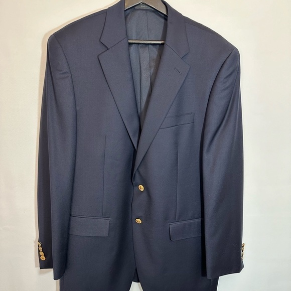 Lauren Ralph Lauren 100% Wool Mens Sports Coat Jacket Blazer Gold Buttons Blue